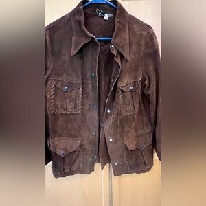 Men’s Vintage Genuine brown Leather suede Jacket made in spain
